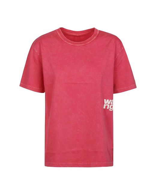 T By Alexander Wang Pink Cherry puff logo essential t-shirt,t-shirts