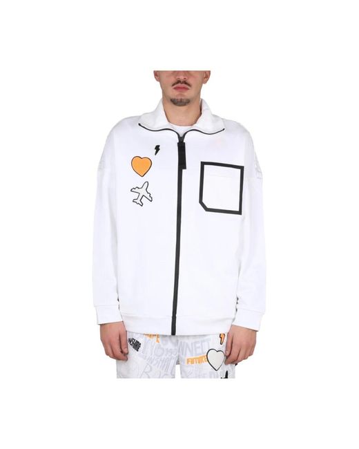 Boss Sweatshirt Met Hoge Hals En Rits Van Katoen in het White voor heren
