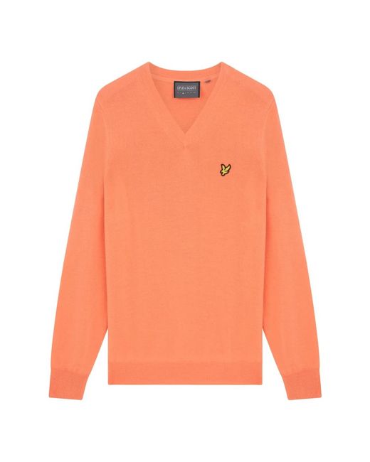 Lyle & Scott Golf v neck strickpullover,v-neck knitwear,v-ausschnitt golf pullover strick in Orange für Herren