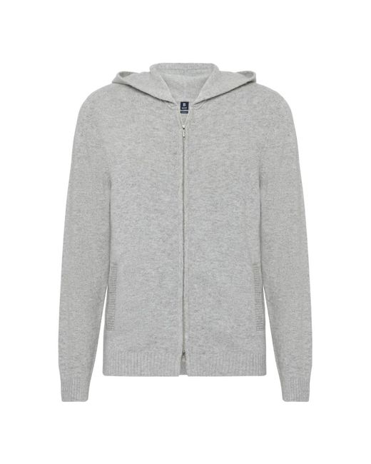Boggi Luxuriöser cashmere blend zip hoodie sweater in Gray für Herren