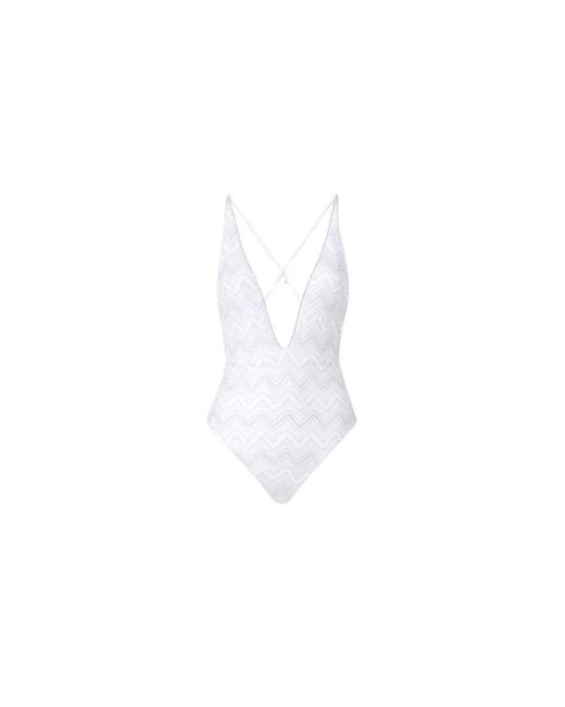 Missoni V-Hals Zigzag Badpak in het White