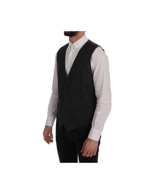 Dolce & Gabbana Black Waistcoats for men