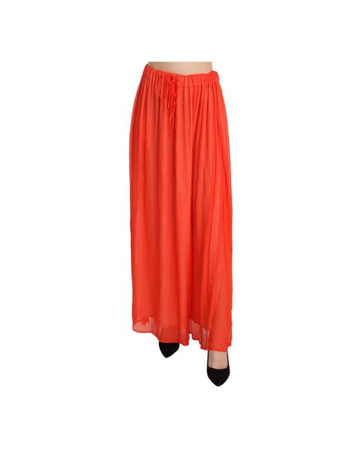 Orange crepe pleated trapeze viscose maxi skirt di Jucca in Red