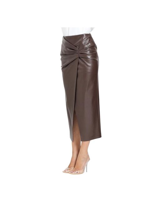 SIMONA CORSELLINI Bruine Imitatieleren Midi-Rok in het Brown