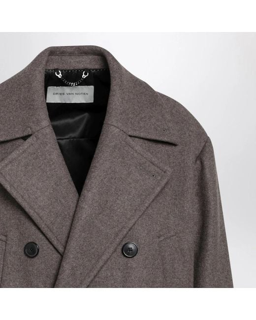 Dries Van Noten Brown Double-Breasted Coats for men