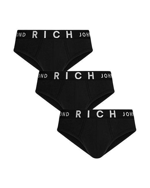 John Richmond Ondergoed ,Zwart ,Katoen Tripack Low-Rise Katoenen Boxer Briefs in het Black voor heren