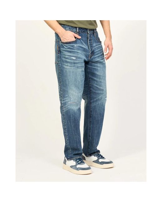 Armani Exchange Blaue denim relaxed fit jeans mit abrieb in Blue für Herren