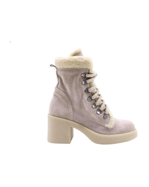 Janet & Janet Gray Lace-Up Boots