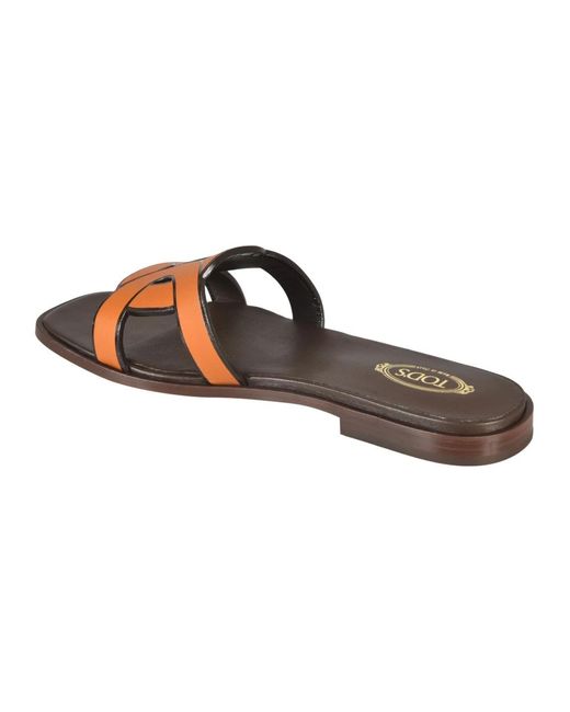 Tod's Brown Elegante flache sandalen mittelocker