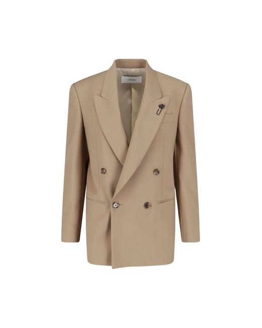 Lardini Cameron Double-Breasted Blazer in het Natural