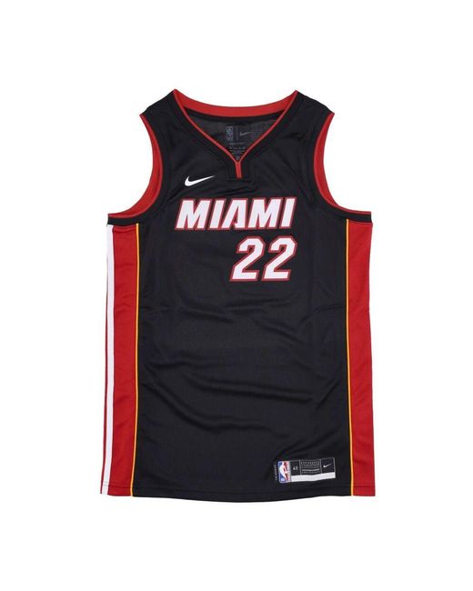 Nike Herren-Basketball-Tanktop Nba Swingman-Trikot Icon Edition 2020 Nr. 22 Jimmy Butler Miahea Schwarz/Robustes Rot/Sonnenuhr in Red für Herren