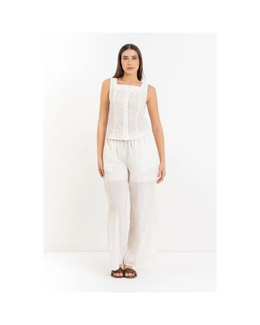 Kocca White Sleeveless Tops