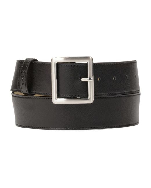 Kazar Accessoires ,Zwart ,Leer Minimalistische Zwarte Riem Met Vierkante Gesp in het Black
