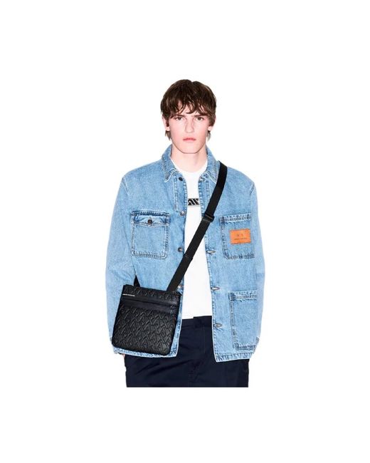 ARMANI EXCHANGE Tassen ,Zwart ,Sacoche Plate Essential Logo in het Blue voor heren