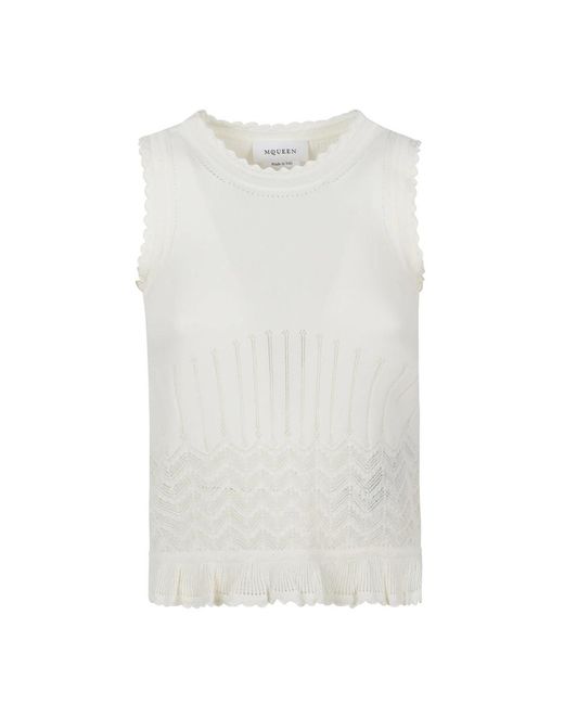 McQueen White Sleeveless Tops