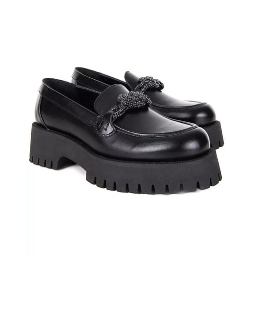 Baldinini Black Schwarze Lederslipper