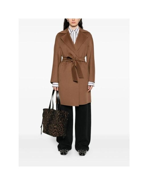 Max Mara Brown Mink-Wickelmantel Mit Peak Revers