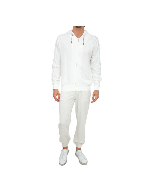 Eleventy White Zip-Throughs for men