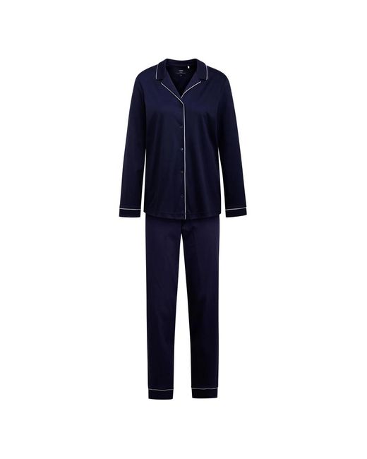 Calida Nachtkleding ,Blauw ,Katoen Pyjama Met Knopen in het Blue