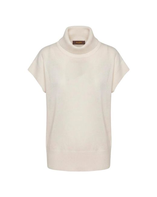 Moorer White Kurzarm-Rollkragenpullover