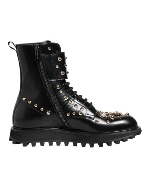 Lace-Up Boots di Dolce & Gabbana in Black