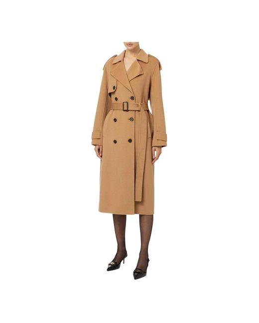 Double-Breasted Coats Elisabetta Franchi de color Metallic