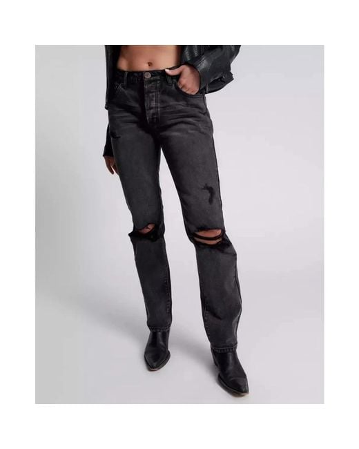 One Teaspoon Jeans ,Zwart ,Katoen Zwarte Truckers Mid Waist Jeans in het Blue