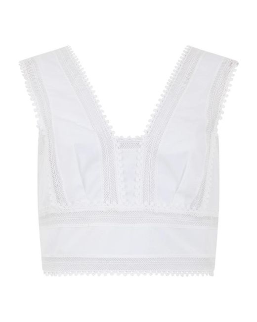 Alberta Ferretti Cropped Top Met V-Hals in het White