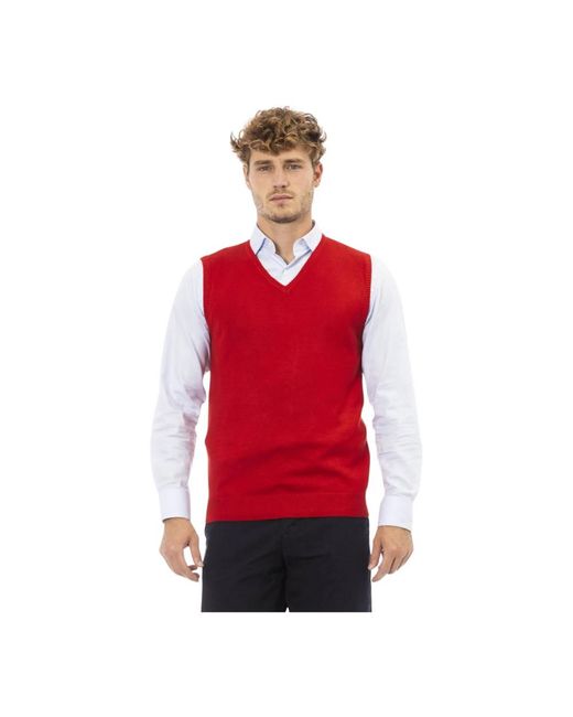 Alpha Studio Red Sleeveless Jumpers for men