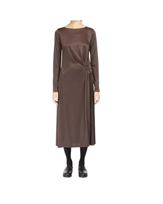 Max Mara Kleedjes ,Bruin ,Leer Midi Damesjurk in het Brown