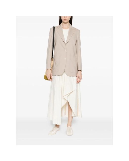 Max Mara Jassen ,Wol Mxmaffari Single-Breasted Jas in het Natural