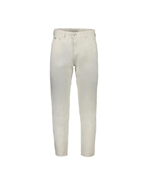 Jeans da papà in cotone bianco con 5 tasche di Calvin Klein in Gray da Uomo