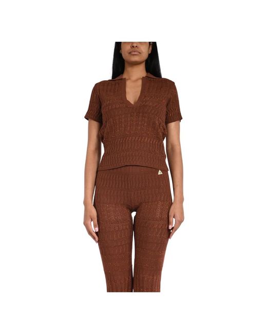 Akep Brown V-Neck Strickware