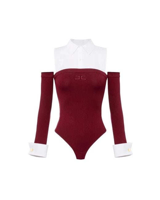 Elisabetta Franchi Red Viskose Und Baumwoll-Popeline Strick-Body