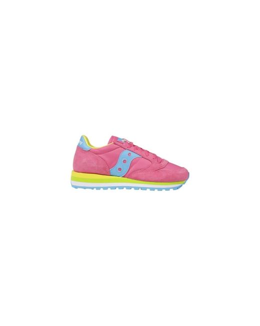 Saucony Pink Multicolor Suede Leather Low Top Sneakers
