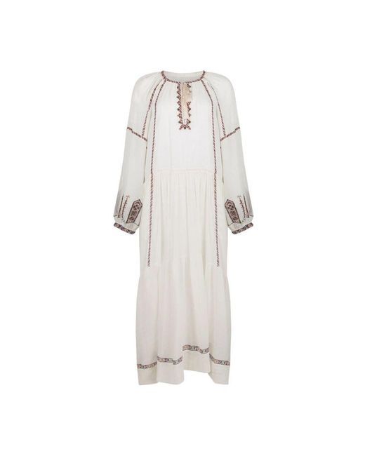Isabel Marant White Weißes langes kleid mit krawattenhals isabel marant étoile