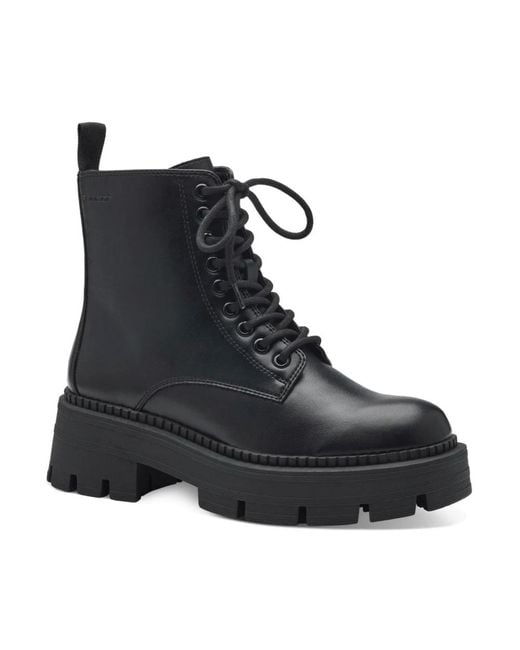 Tamaris Black Lace-Up Boots