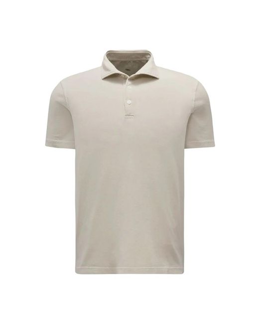 Fedeli Tops ,Grijs ,Katoen Lichtgrijze Polo Shirt Met Korte Mouwen in het Natural voor heren