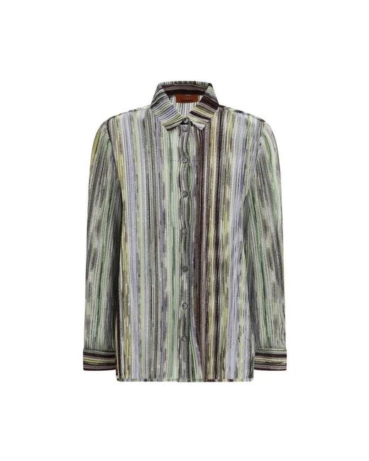 Missoni Overhemden ,Veelkleurig ,Iconisch Patroon Overhemd Met Klassieke Kraag in het Gray