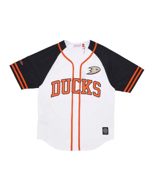 Mitchell & Ness Fitness ,Veelkleurig ,Katoen Nhl Oefendag Jersey Wit in het Blue voor heren