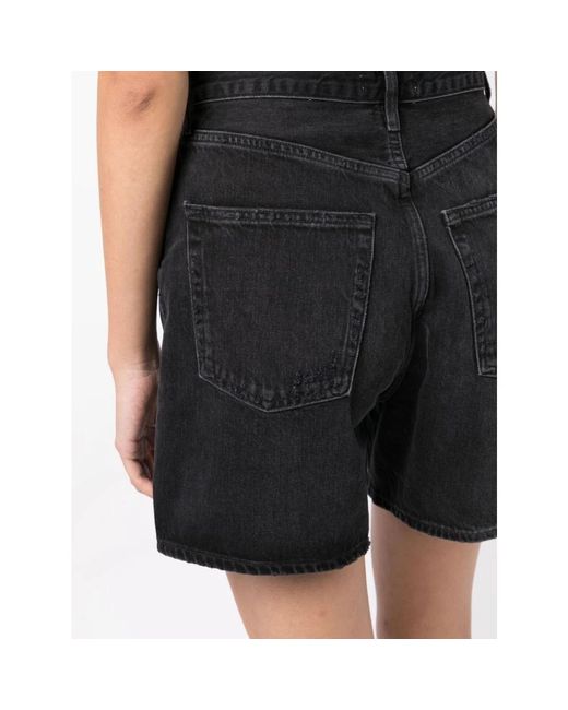 Agolde Black Schwarze denim shorts mit metall-ösen-detail