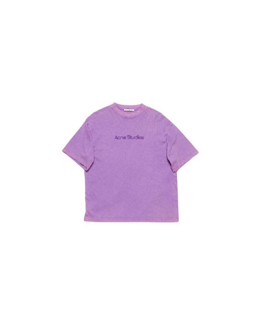 Camiseta blanca clásica de algodón Acne de color Purple