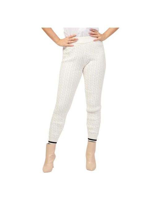 Giulia N Couture White Slim-Fit Trousers