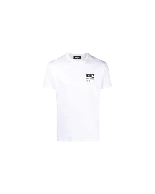 DSquared² Tops ,Wit ,Katoen T-Shirt Met Ronde Hals in het White voor heren