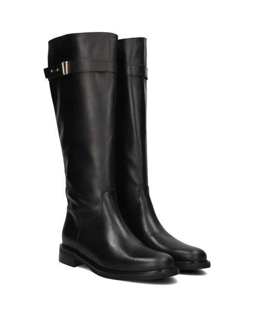 Stefano Lauran Black Schwarze Lederstiefel Hoch