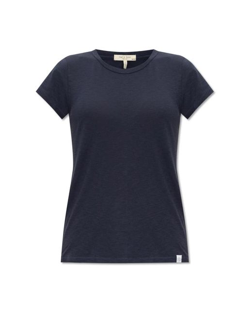 Rag & Bone Tops ,Blauw ,Katoen T-Shirt Van Biologisch Katoen in het Blue