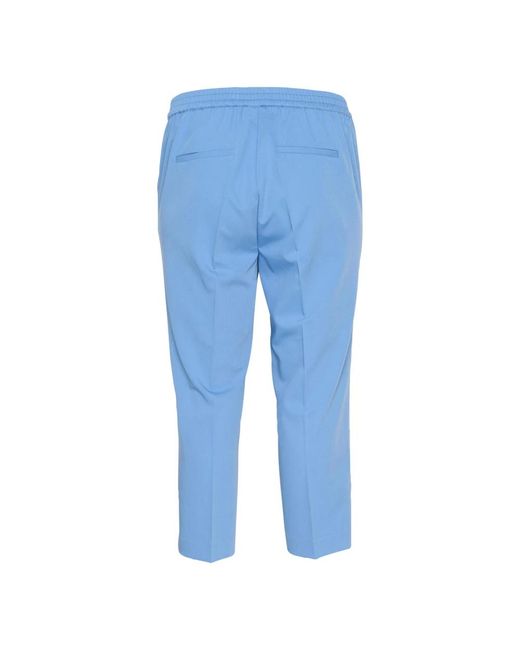 Kaffe Broeken ,Blauw ,Flow Cropped Broek Met Elastische Taille in het Blue