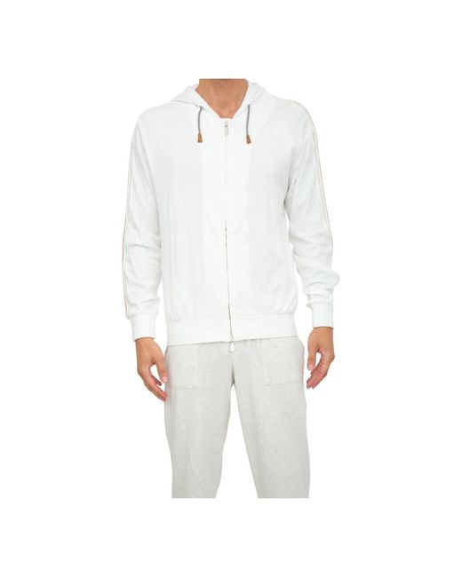 Eleventy White Zip-Throughs for men