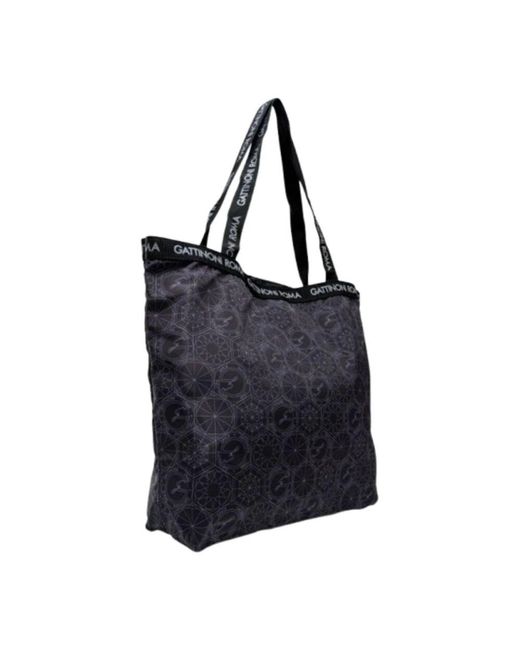 Gattinoni Blue Stilvolle Nylon Shopper Tasche