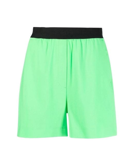 MSGM Korte Broeken ,Groen ,Wol Lichtgewicht Wollen Bermuda Shorts in het Green